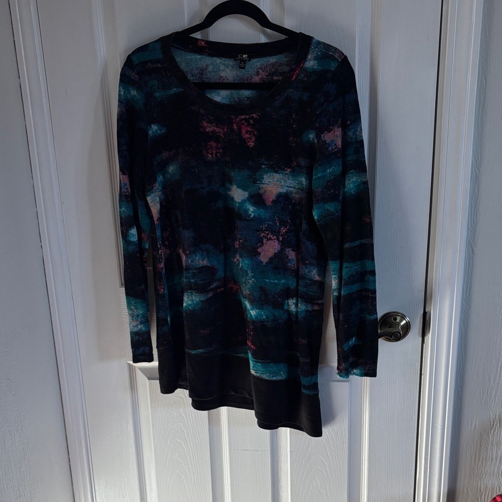 Cable & Gauge Women's Teal and Pink Long Sleeve Top